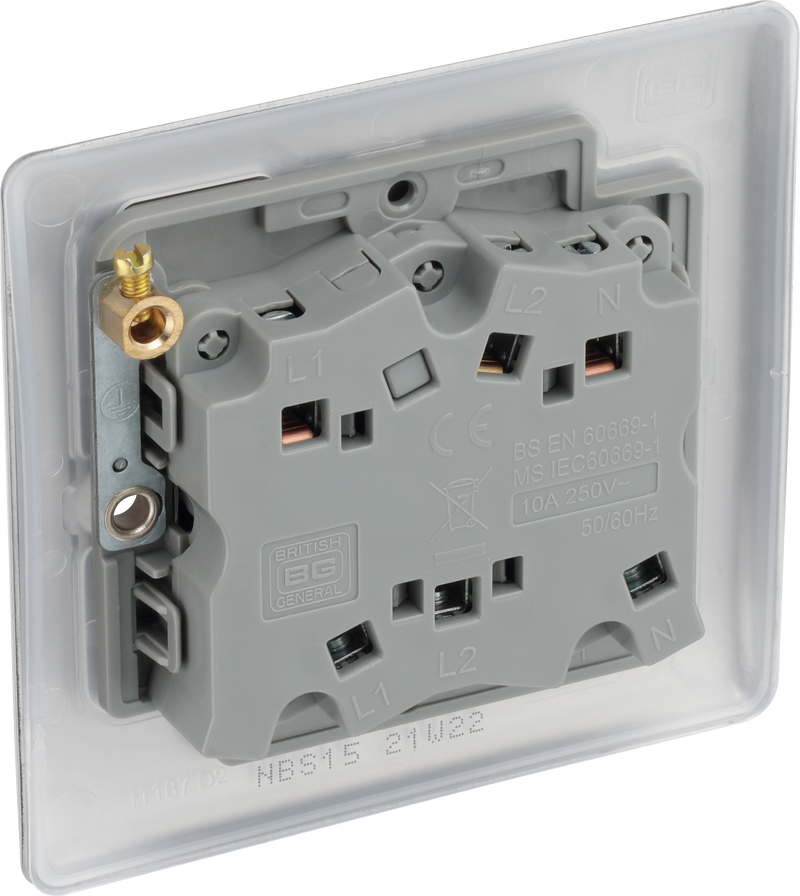 BG Electrical Nexus Metal Brushed Steel - Triple pole fan isolator