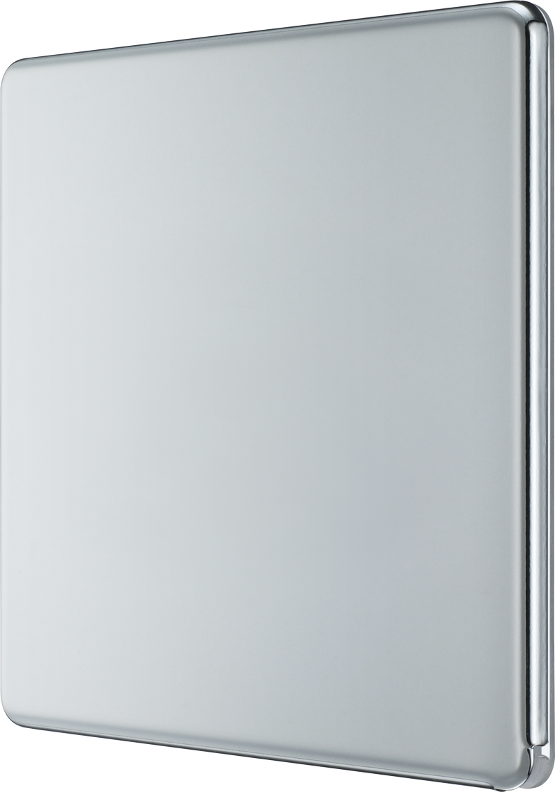 BG Electrical Flatplate Screwless Polished Chrome - Single, blank plate