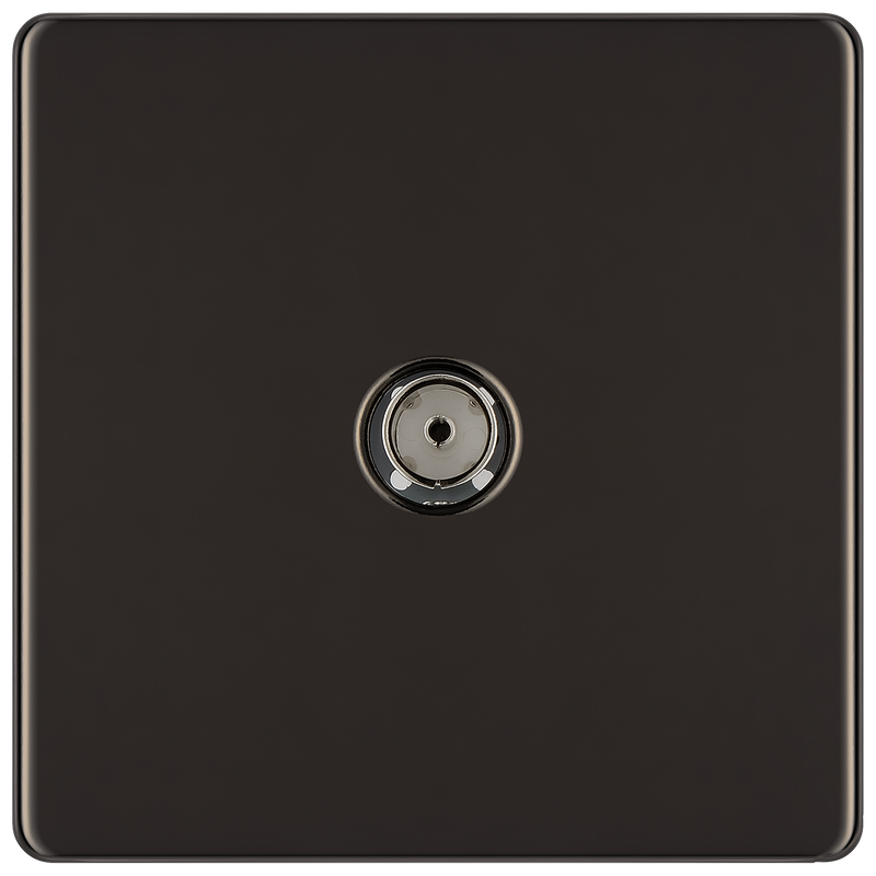 BG Electrical Flatplate Screwless Black Nickel - Single co-axial