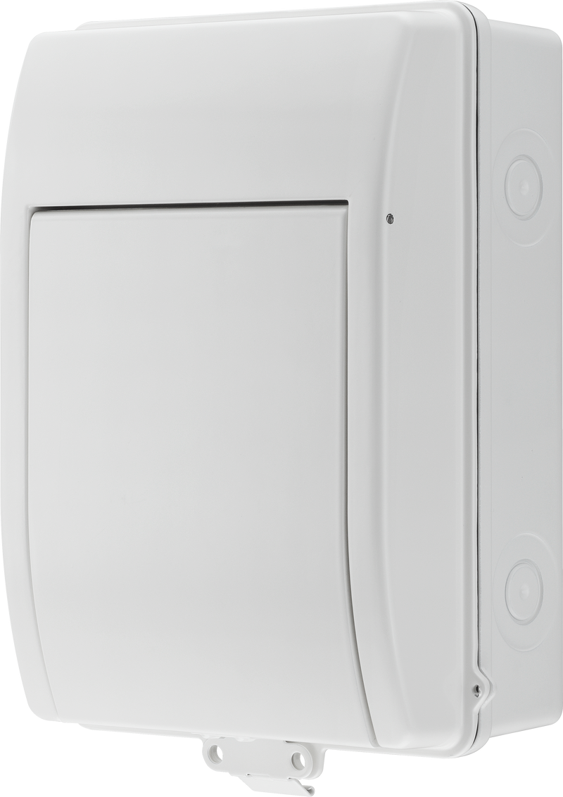 BG Circuit Protection IP65 Weatherproof - 5 module, 3 way, 100A Main Switch, 2 MCB's