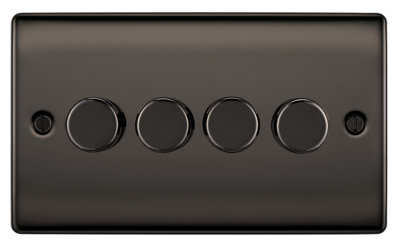 BG Electrical Nexus Metal Black Nickel - Quadruple, 2 way push 200W