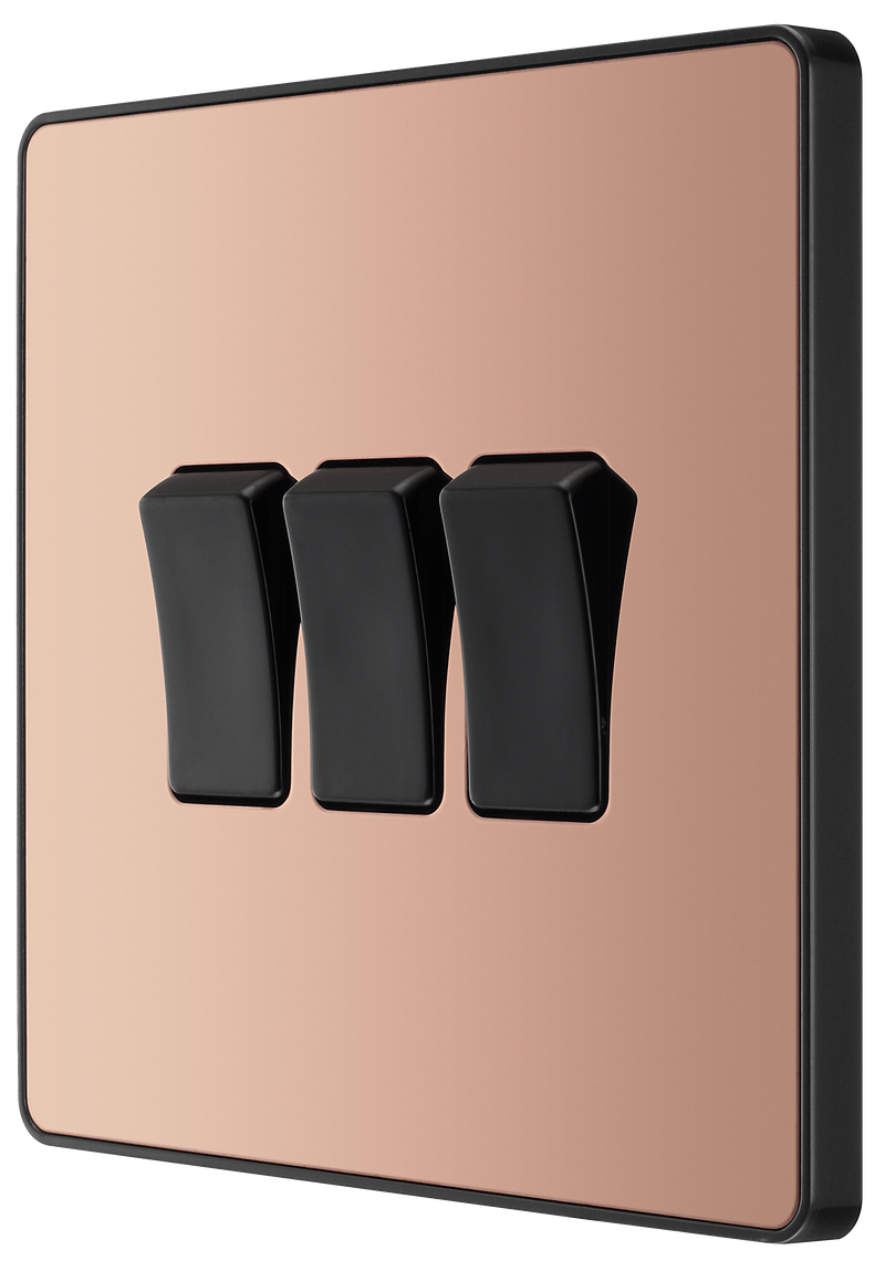 BG Electrical Evolve Polished Copper - Triple, 2 way switch