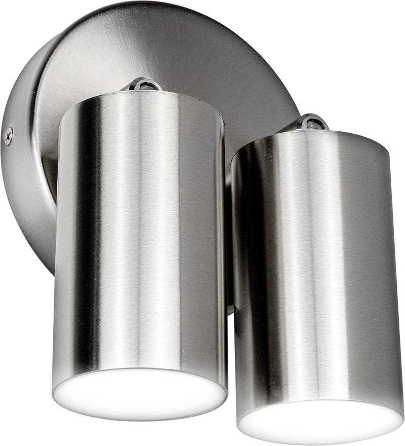 Luceco Stainless Steel - Stainless steel twin head adjustable wall light 500 lumens warm white colour temp