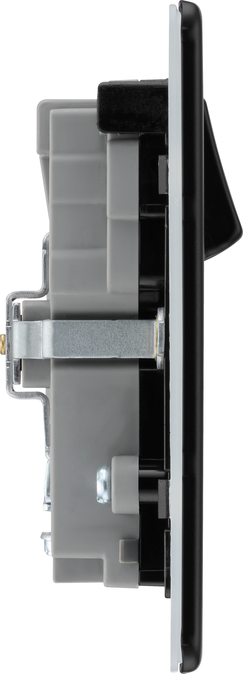 BG Electrical Flatplate Screwless Matt Black - Double switched single pole, with USB A + C (45W)
