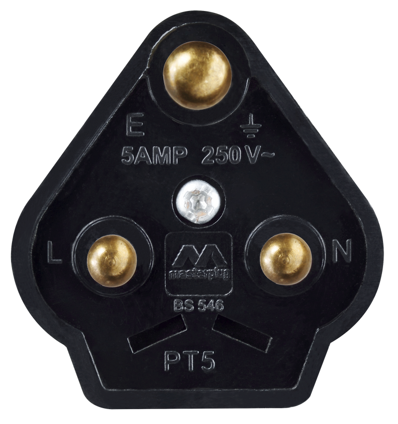 Masterplug Basic - Round Pin, 5A, Black