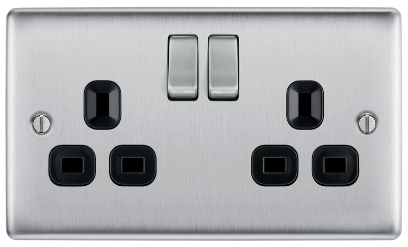 BG Electrical Nexus Metal Brushed Steel - Double, switched, double pole