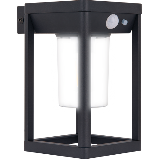 Luceco Azurar Coach Lantern - Filament Decorative Solar Wall Light with PIR Motion Sensor, Outdoor Lantern, Exterior Lighting, LED Bulb Included, Black, IP54, 2.7W, 220lm, 3000K