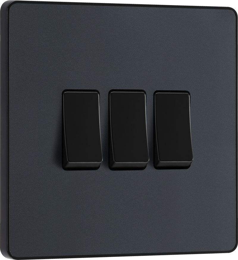BG Electrical Evolve Matt Grey - Triple, 2 way switch