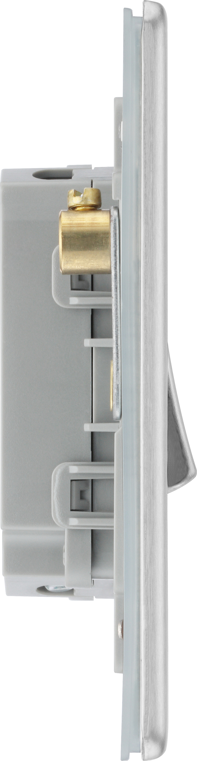 BG Electrical Flatplate Screwless Brushed Steel - Quadruple, 2 way switch