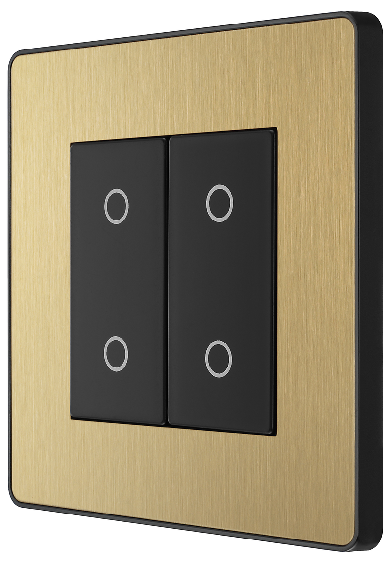 BG Electrical Evolve Satin Brass - Double, 2 way touch, 200W, secondary