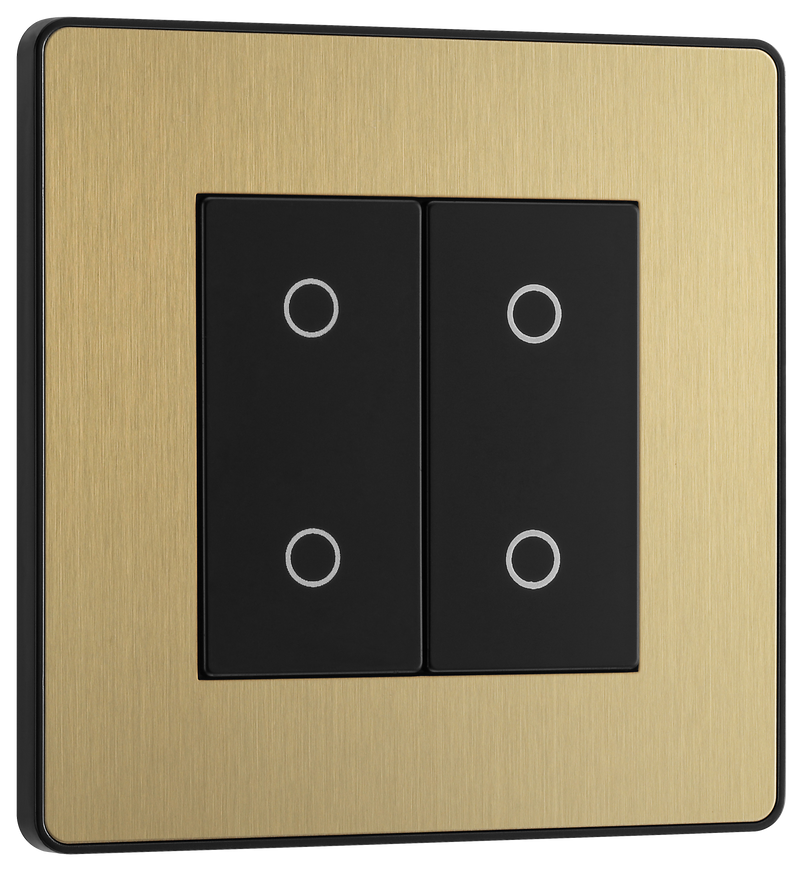 BG Electrical Evolve Satin Brass - Double, 2 way touch, 200W, secondary