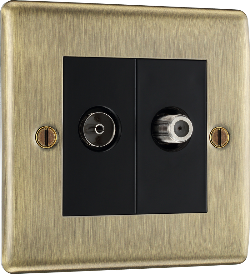 BG Electrical Nexus Metal Antique Brass - Double satellite and co-axial