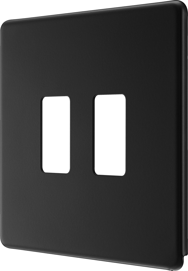 BG Electrical Flatplate Screwless Matt Black - 2 module - square