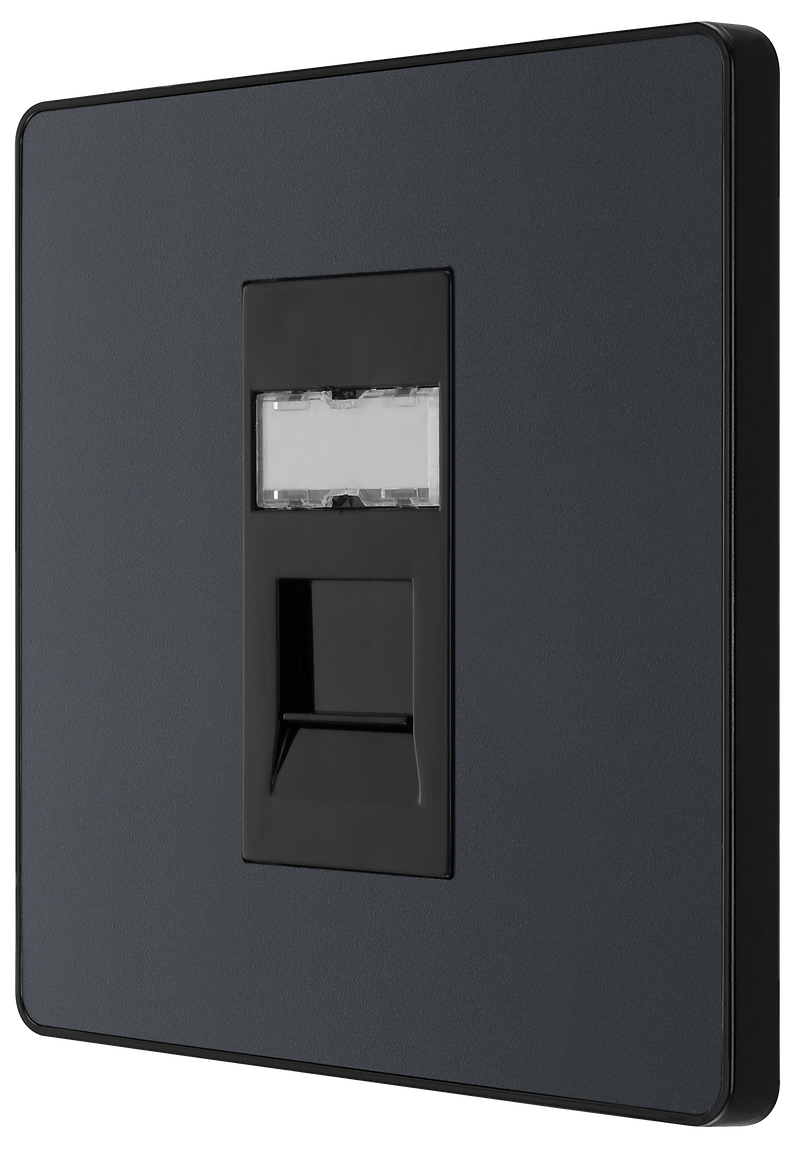 BG Electrical Evolve Matt Grey - Single, RJ45 telephone socket