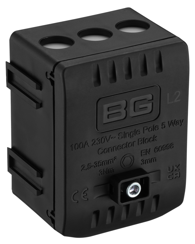 BG Circuit Protection Cp Connectors - 100A 5 Way Connector Block - L2 - Black