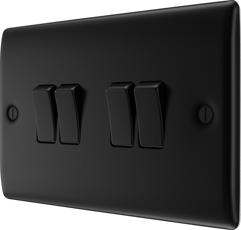 BG Electrical Nexus Metal Matt Black - Quadruple, 2 way switch