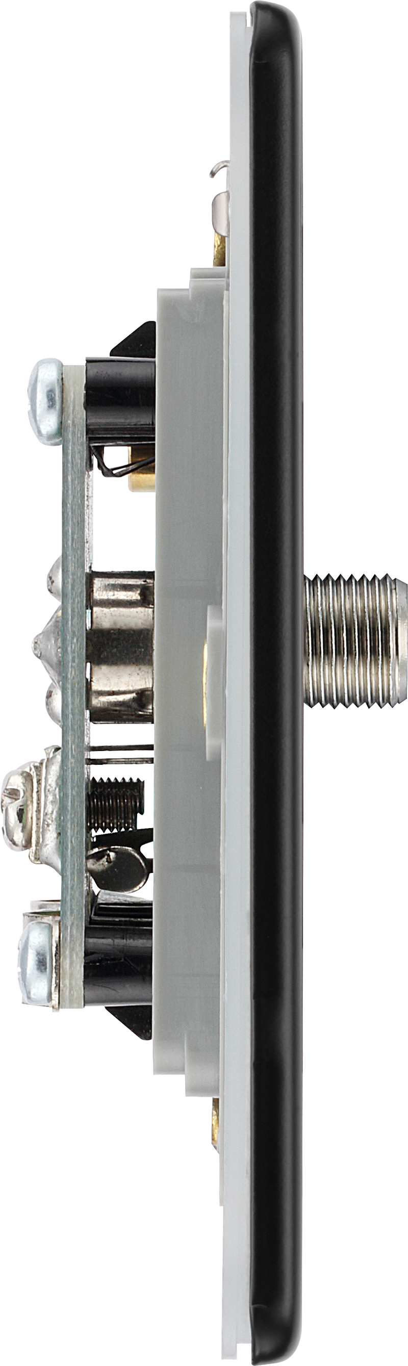 BG Electrical Flatplate Screwless Matt Black - Double satellite and co-axial