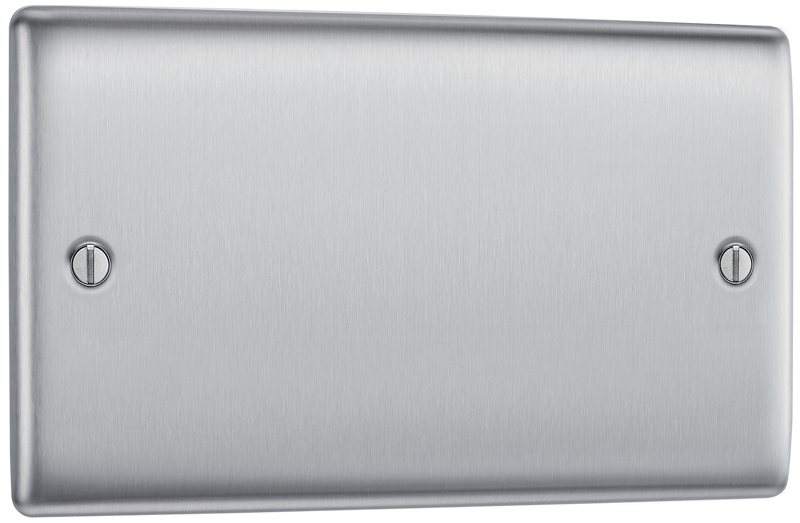 BG Electrical Nexus Metal Brushed Steel - Double, blank plate