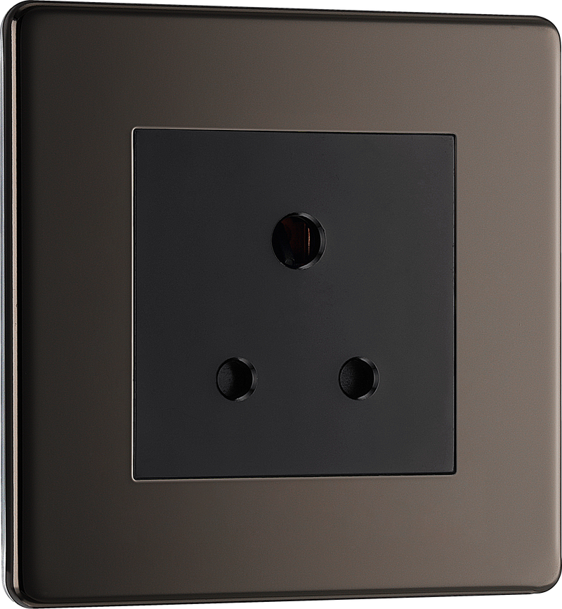 BG Electrical Flatplate Screwless Black Nickel - 5A single, unswitched, round pin