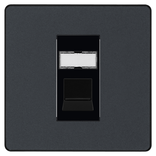 BG Electrical Evolve Matt Grey - Single, RJ45 telephone socket