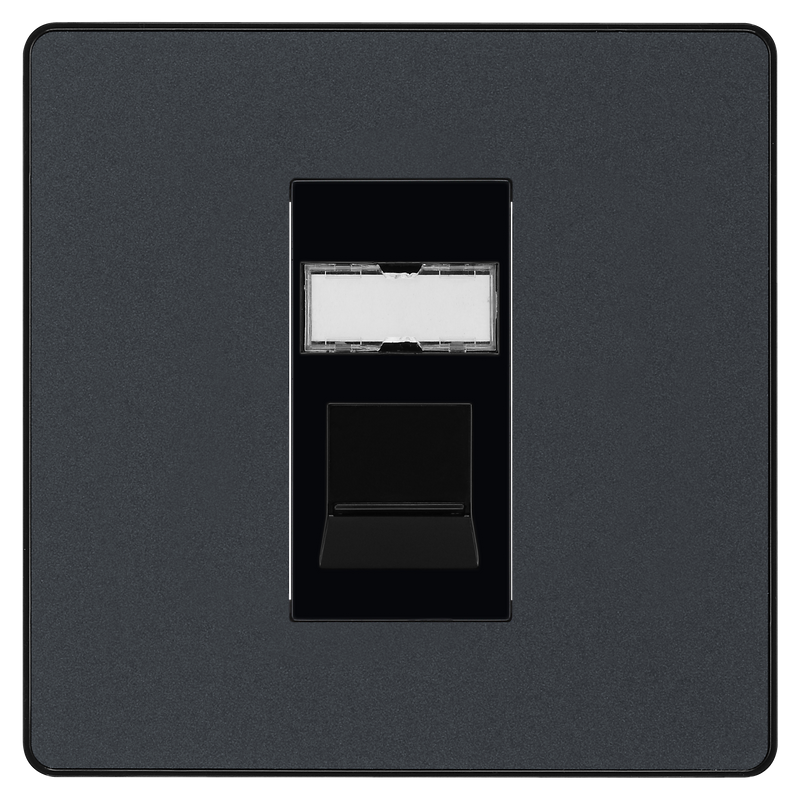 BG Electrical Evolve Matt Grey - Single, RJ45 telephone socket