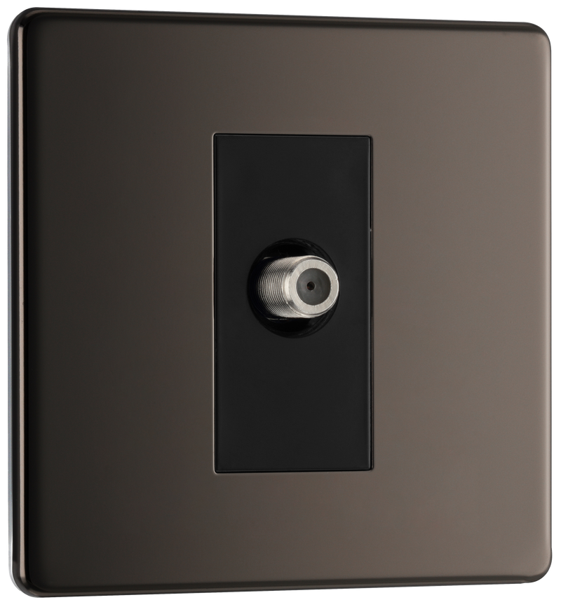 BG Electrical Flatplate Screwless Black Nickel - Single satellite