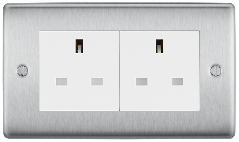 BG Electrical Nexus Metal Brushed Steel - Double, unswitched