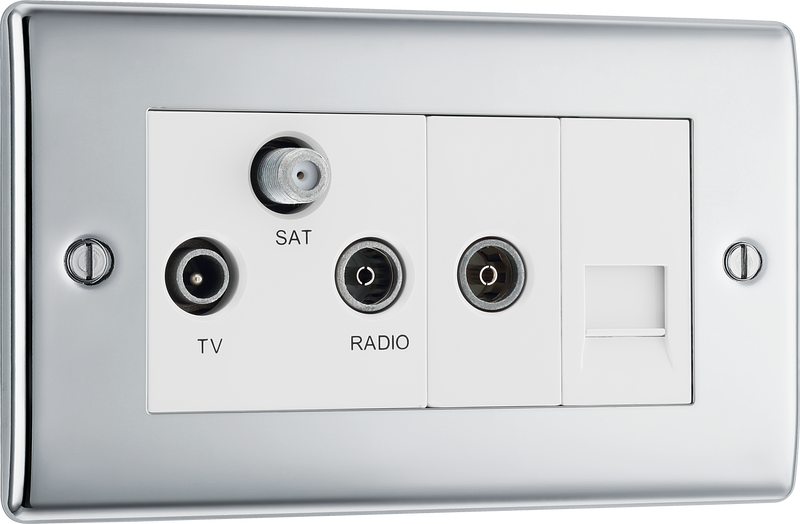 BG Electrical Nexus Metal Polished Chrome - Triplex with BT outlet and co-axial return - screened
