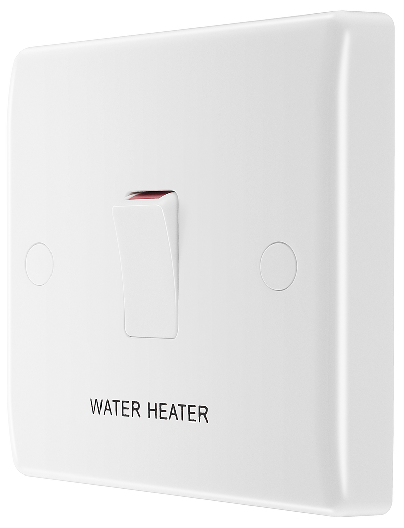 BG Electrical 800 Series - 20A, double pole, marked "water heater", with flex outlet
