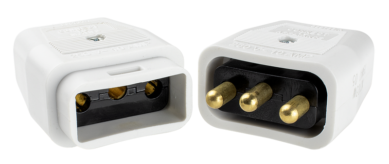 Masterplug Work - 3 Pin Connector, 10A, White