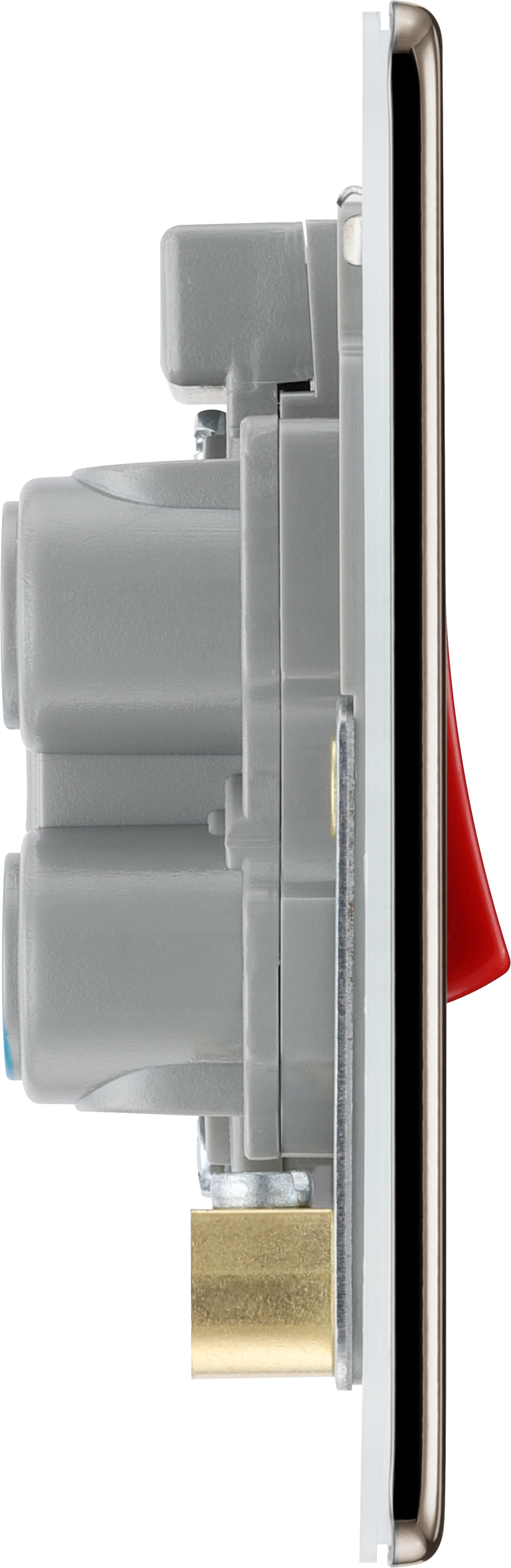 BG Electrical Flatplate Screwless Black Nickel - 45A double pole, single plate, with indicator