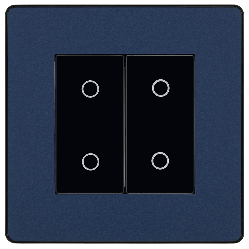BG Electrical Evolve Matt Blue - Double, 2 way touch, 200W, secondary