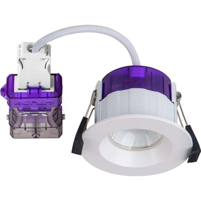 Luceco Ftype Ultra - FType Ultra Fire Rated Downlight 4W/6W 690lm Power Change & CCT Change 3000K / 4000K Dim2Warm Dimmable IP65 White - Regressed