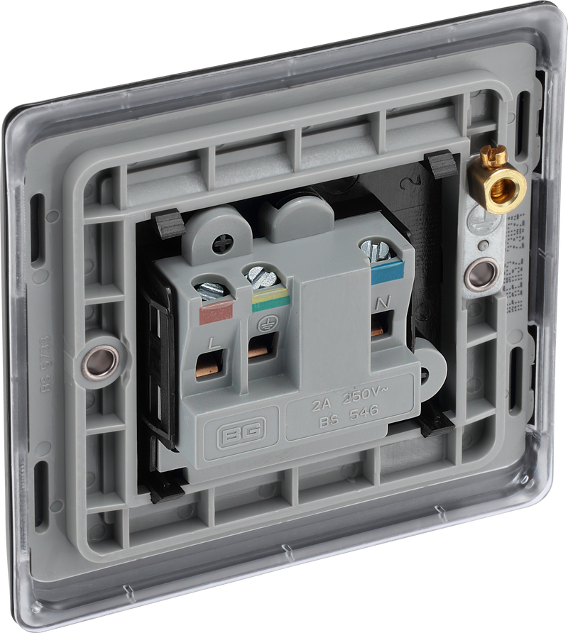 BG Electrical Nexus Metal Matt Black - 2A, Single, unswitched, round pin