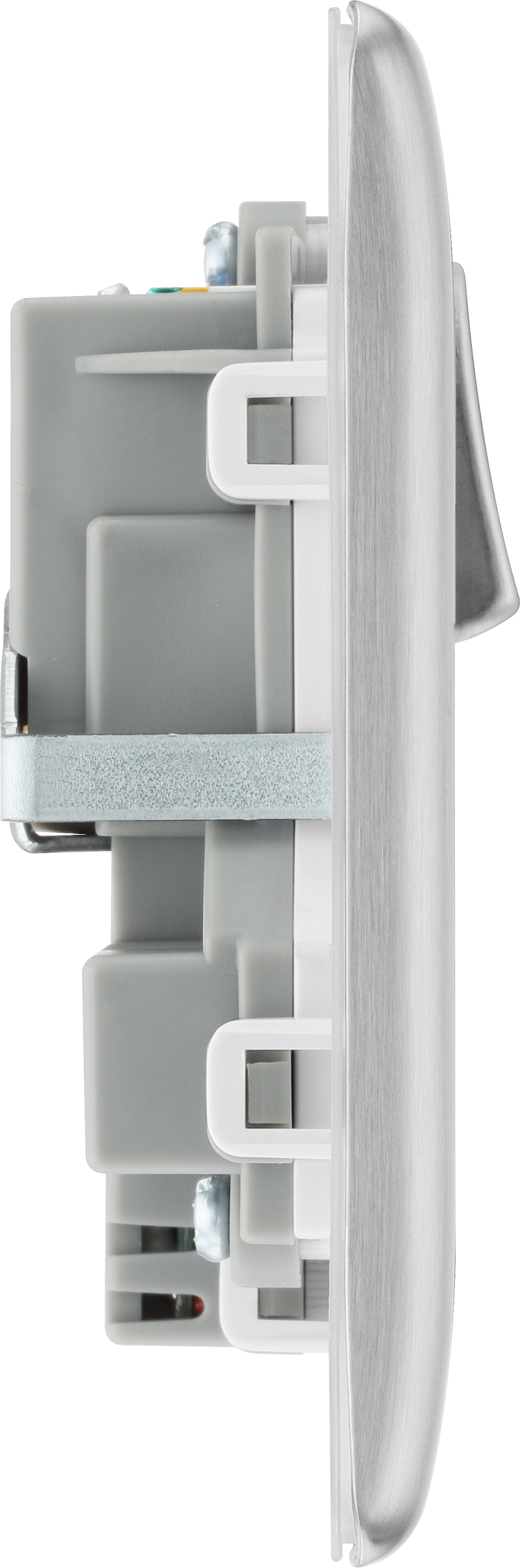 BG Electrical Nexus Metal Brushed Steel - Double switched single pole, with USB A + C (12W)