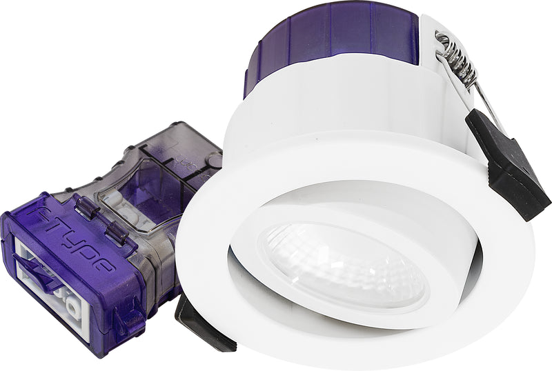 Luceco Ftype Ultra - FType Ultra Fire Rated Downlight 4W/6W 690lm Power Change & CCT Change 3000K / 4000K Dim2Warm IP20 White - Adjustable