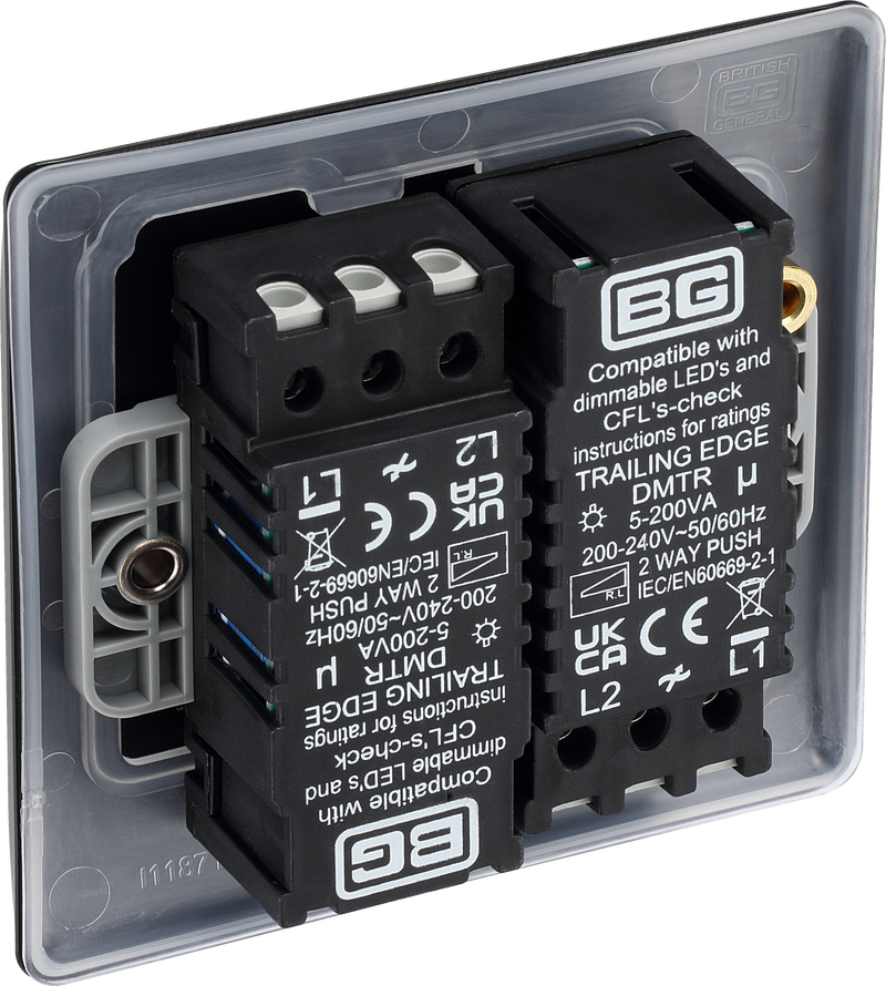 BG Electrical Nexus Metal Matt Black - Double, 2 way push 200W