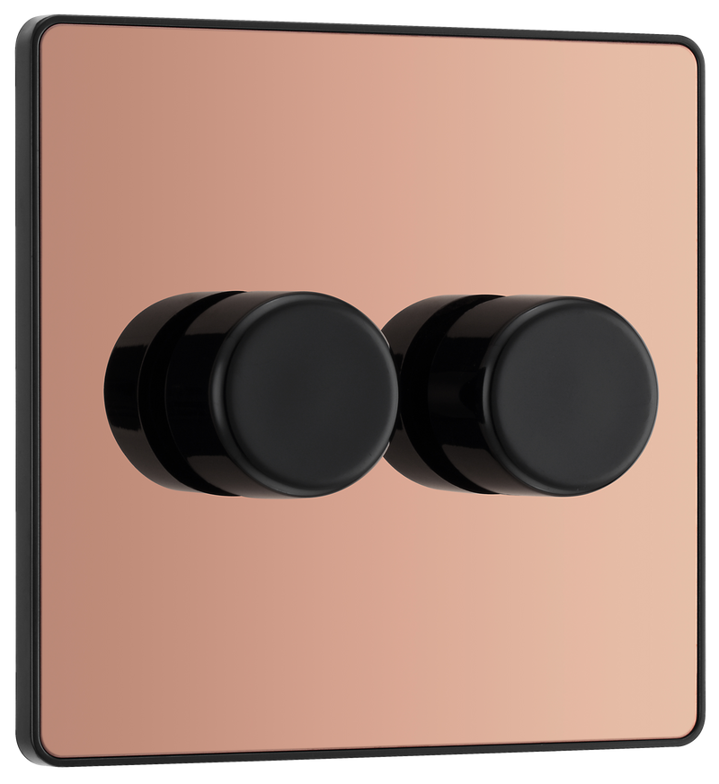 BG Electrical Evolve Polished Copper - Double, 2 way push 200W