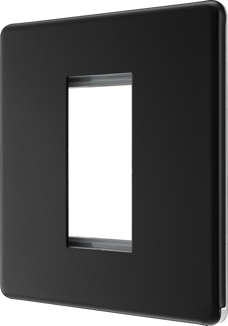 BG Electrical Flatplate Screwless Matt Black - 1 module - square