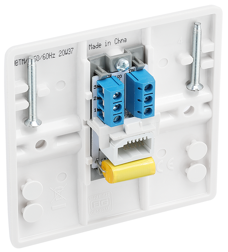 BG Electrical 800 Series - Single, telephone socket, master (screw)