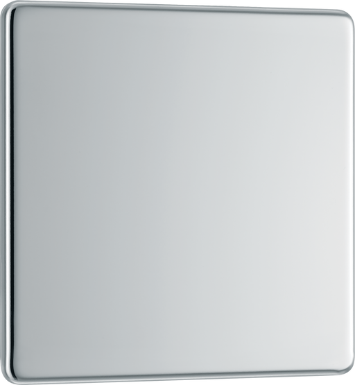 BG Electrical Flatplate Screwless Polished Chrome - Single, blank plate