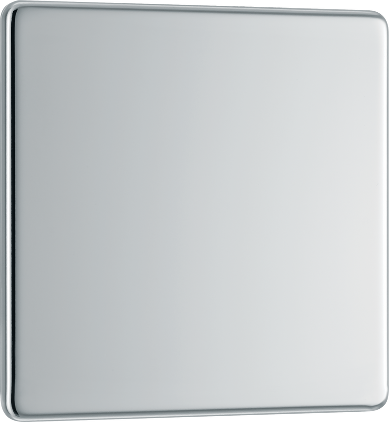 BG Electrical Flatplate Screwless Polished Chrome - Single, blank plate