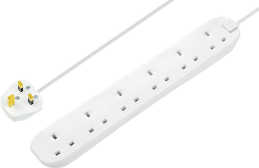 Masterplug Basic - 6 Sockets, 3m, 13A, White