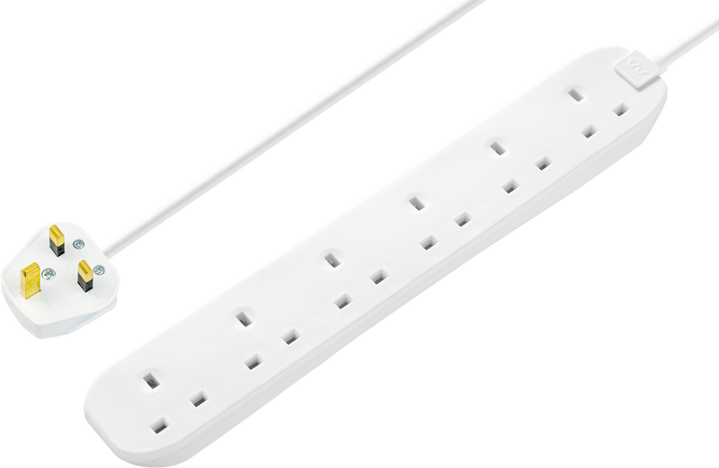Masterplug Basic - 6 Sockets, 3m, 13A, White