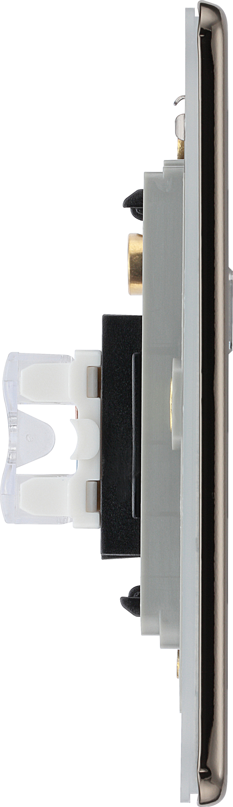 BG Electrical Flatplate Screwless Black Nickel - Double, RJ45 telephone socket