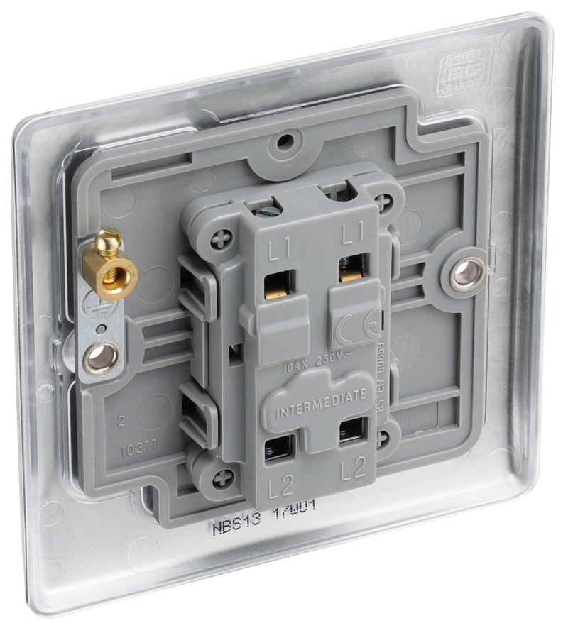 BG Electrical Nexus Metal Brushed Steel - Intermediate switch