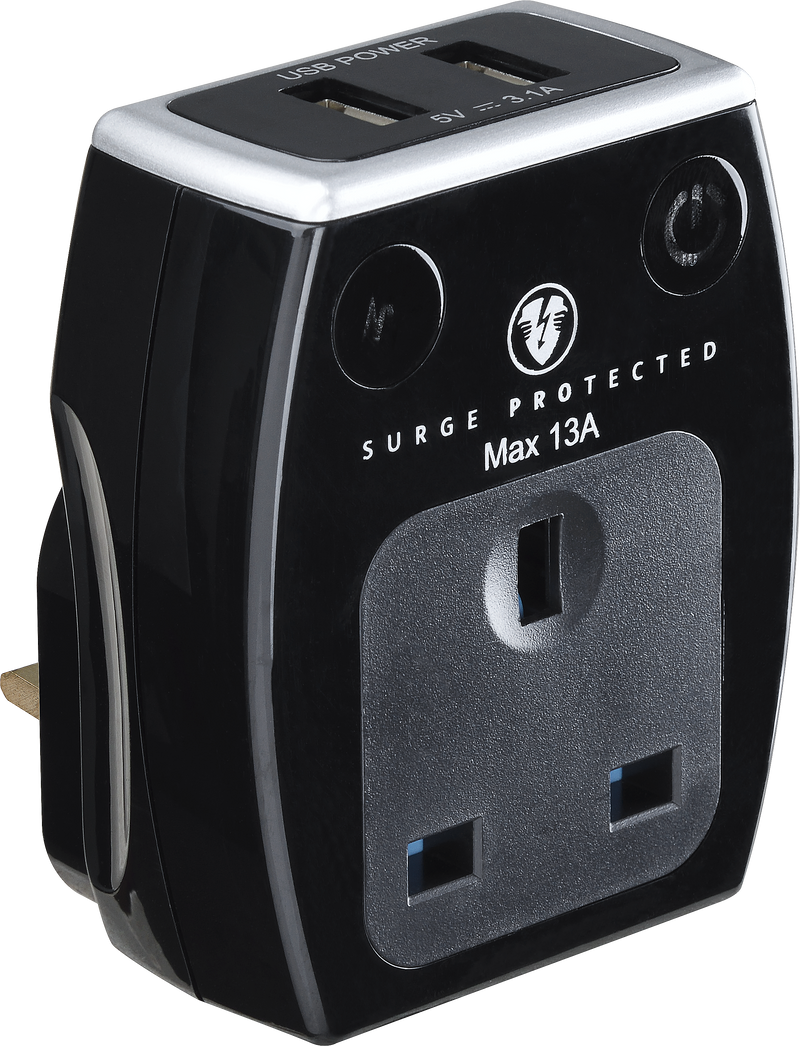 Masterplug High Gloss USB - 2 x USB A, 13A, Gloss Black