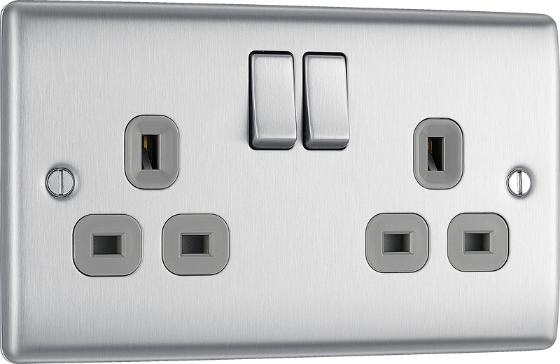 BG Electrical Nexus Metal Brushed Steel - Double, switched, double pole