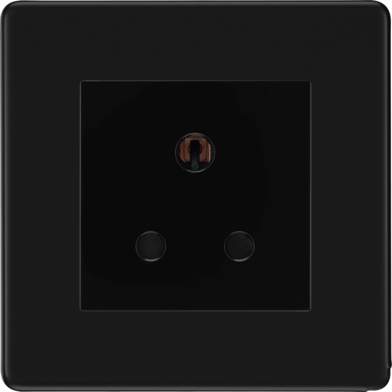 BG Electrical Flatplate Screwless Matt Black - 5A single, unswitched, round pin