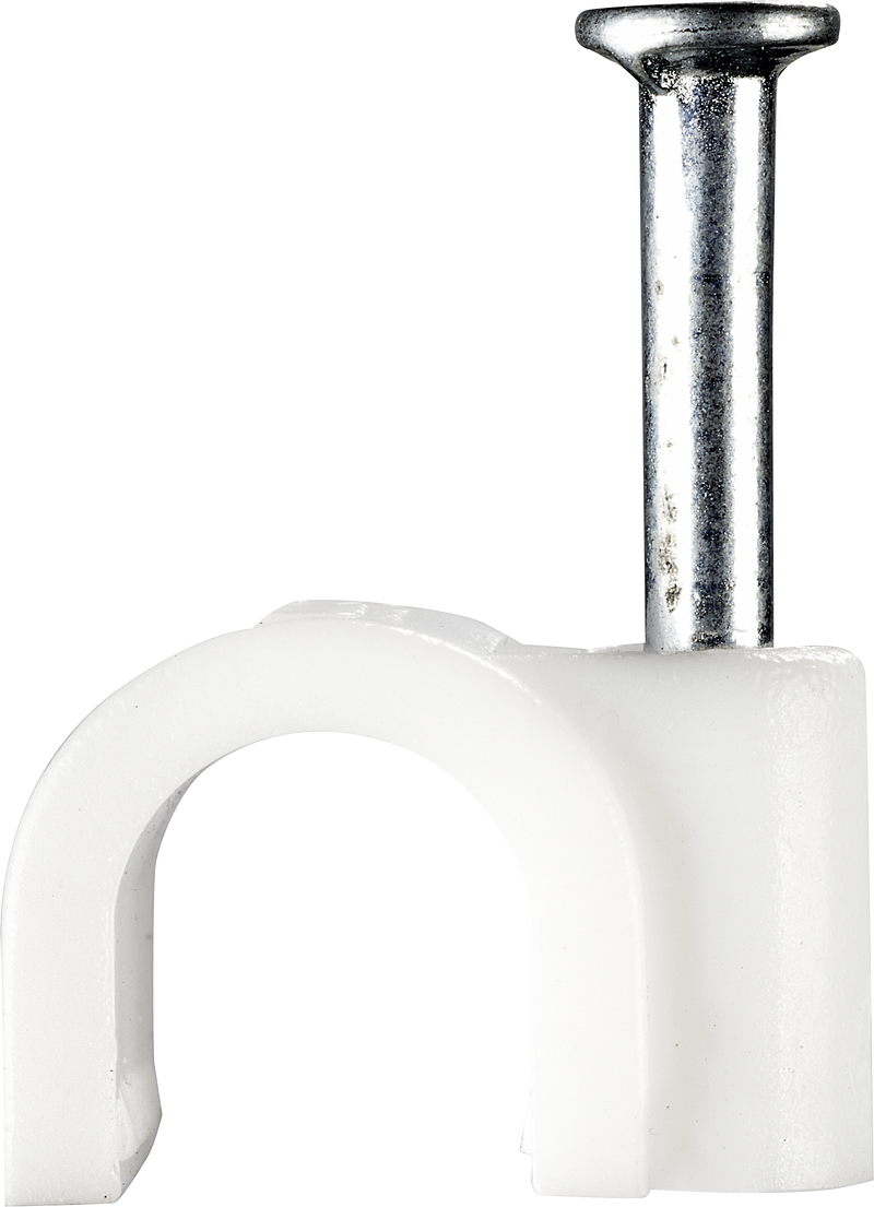BG Electrical Contractor - Round cable clips, white, 7mm, 50pk